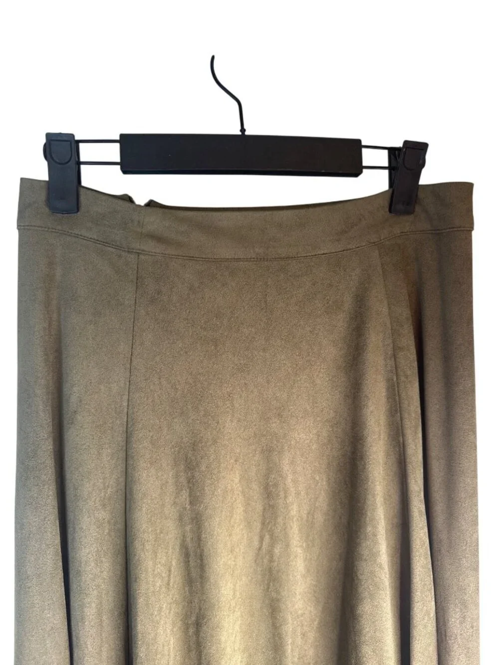 ZARA Olive Green Medium Faux Suede Midi High Waisted Skirt Polyester Blend - Picture 8 of 12